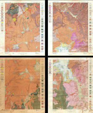 1896 U.S. Geological Survey Geological Map of Yellowstone National Park (4 sheets)