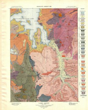 1904 USGS Geologic Map of Yellowstone Lake, Yellowstone National Park