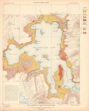 1904 USGS Geologic Map of Yellowstone Lake, Yellowstone National Park