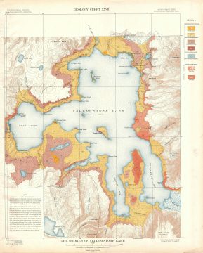 1904 USGS Geologic Map of Yellowstone Lake, Yellowstone National Park