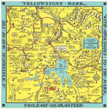 1936 Jolly Lindgren Humorous Pictorial Map of Yellowstone Park