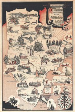 1936 Pictorial State Planning Board Map of York County, Maine