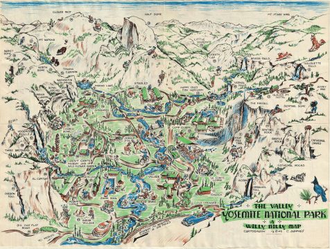 1946 Barnes Pictorial Map of the Yosemite National Park, California