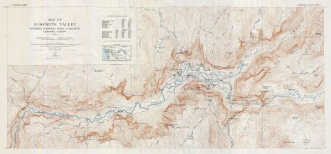 1929 U.S.G.S. Topographic Map of the Yosemite Valley, California