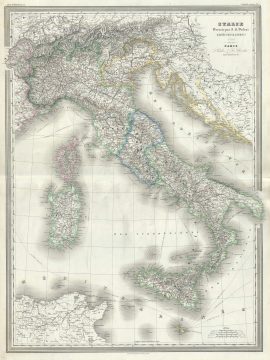 1860 Dufour Map of Italy